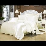Parure de drap en soie satine - parure de lit 4 pcs avec 2 taies doreiller 1 drap 1 housse de couette ...
