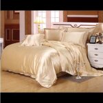 Parure de drap en soie satine - parure de lit 4 pcs avec 2 taies doreiller 1 drap 1 housse de couette ...