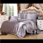 Parure de drap en soie satine - parure de lit 4 pcs avec 2 taies doreiller 1 drap 1 housse de couette ...