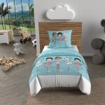 Parure housse de couette 120x150 cm danseuses bleu 100% coton 57 fils / cm2 par soleil docre