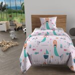 Parure housse de couette 140x200 cm sirenes rose 100% coton 57 fils / cm2 par soleil docre