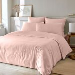 Parure housse de couette 2 pers 260x240 de coton - bambou - bambou rose
