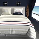 Parure housse de couette 260x240 cm en coton 57 fils marin sable par soleil docre Parure housse de couette 260x240 cm en coton 57 fils marin sable par soleil docre