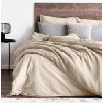 Parure housse de couette 3pcs 240x220 100% lin et coton lav� 57 fils - dune