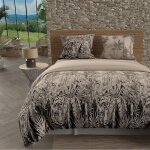 Parure housse de couette en coton 57 fils 240x220 cm tigre sable par soleil docre