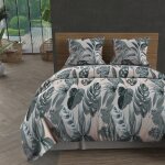 Parure housse de couette en coton 57 fils 240x220 cm tropic vert par soleil docre