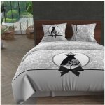 Parure housse de couette coton 57 fils 260x240 cm black dress par soleil docre Parure housse de couette coton 57 fils 260x240 cm black dress par soleil docre