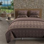 Parure housse de couette en coton 57 fils 260x240 cm ethno brun par soleil docre