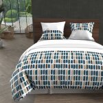 Parure housse de couette en coton 57 fils 260x240 cm fabio bleu par soleil docre Parure housse de couette en coton 57 fils 260x240 cm fabio bleu par soleil docre