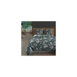 Parure housse de couette en coton 57 fils 260x240 cm manon vert par soleil docre