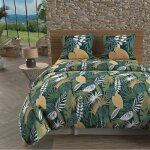 Parure housse de couette en coton 57 fils 260x240 cm tanzanie vert par soleil docre