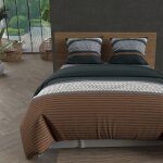 Parure housse de couette en coton 57 fils 260x240 cm thales brique par soleil docre