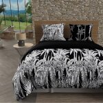 Parure housse de couette en coton 57 fils 260x240 cm tigre noir par soleil docre