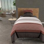 Parure housse de couette en coton 57 fils / cm2 140x200 cm stripe rouge par soleil docre