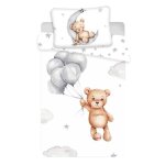 Parure housse de couette coton ours en peluche 100x135 cm et taie doreiller