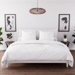 Parure housse de couette en microfibre lav�e 240x220 cm boheme blanc par intemporel