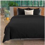 Parure housse de couette en microfibre lav�e 240x220 cm boheme noir par intemporel