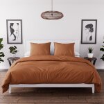 Parure housse de couette en microfibre lav�e 240x220 cm boheme terra par soleil docre