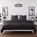Parure housse de couette en microfibre lav�e 260x240 cm boheme noir par soleil docre