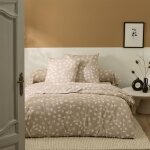 Parure de lit 140x200 cm 100% flanelle de coton lna marron 2 pices