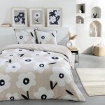Parure de lit 2 personnes en coton 57 fils imprim� beige 240x220cm