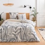 Parure de lit 2 personnes en coton 57 fils imprim� blanc 260x240cm