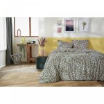 Parure de lit 240 x 220 cm - housse de couette + 2 taies doreiller - coton imprim myosotis
