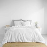 Parure de lit 240 x 220 cm linette en coton lav 57 fils blanc