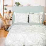 Parure de lit 240x260 cm lin m�tis lav� pampelune - housse de couette + 2 taies doreiller