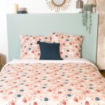 Parure de lit 260x240 cm microfibre plis orange 3 pi�ces