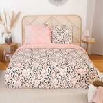 Parure de lit 260x240 cm satin de coton joy rose 3 pices