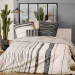 Parure de lit 3 pices cybele 240x220cm lin & noir