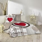 Parure de lit - paris prix - love mountain - 220x240 cm - 100% coton - lavable 40c