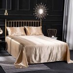 Parure de lit 4 pices en satin de soiedrap housse 153 * 203 + 30cm - drap plat 2 personne 228 x 259 ...