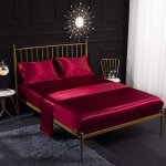 Parure de lit 4 pices en satin de soiedrap housse 153 * 203 + 30cm - drap plat 2 personne 228 x 259 ...