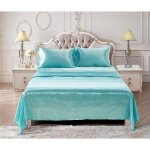 Parure de lit 4 pices en satin de soiedrap housse 153 * 203 + 30cm - drap plat 2 personne 228 x 259 ...