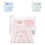 Parure de lit b�b� ours kikkaboo - couverture 135x95 - tour de lit 180x35 - rose