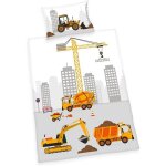 Parure de lit b�b� - jana - chantier de construction - r�versible - 100 x 135 cm - 40 x 60 cm