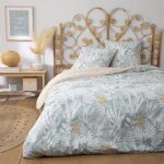Parure de lit 2 personnes en coton 57 fils imprim� bleu 240x220cm