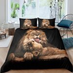 Parure de lit la couple de lion 220 * 240 cm 3d effet 3 pieces 1 housse de couette et 2 taies doreillers ...