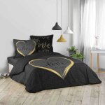 Parure de lit 3 pi�ces crazy love 260x240cm noir