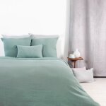 Parure de lit en double gaze de coton vert tilleul 260x240 cm