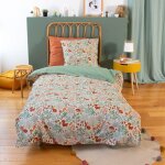 Parure de lit enfant 140x200cm pierrot pur coton bci mig vert 2 pices