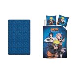 Parure de lit enfant naruto shippuden - bleu - rversible - microfibre de polyester - label oeko tex
