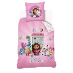 Gabby chat - housse de couette gabby et la maison magique 140x200 cm - 100% coton - rose Gabby chat - housse de couette gabby et la maison magique 140x200 cm - 100% coton - rose