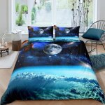 Parure de lit galaxie plan�te 220 * 240 cm 3d effet 3 pieces 1 housse de couette et 2 taies doreillers ...