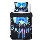 Parure de lit gamer pour enfants garons housse de couette 140 x 200cm + 1 taie doreiller motif manette ...