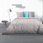 Parure de lit - les ateliers du linge - liberty - 100% polyester - 240x260 cm - motifs gris