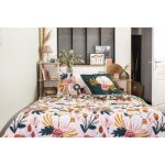 Parure de lit (housse de couette + 2 taies doreiller) coton imprim 260 x 240 cm champetre