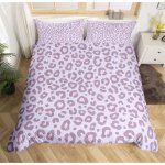 Parure de lit - imprim� l�opard - violet - 200x200 cm - 3 pi�ces - lavable en machine